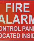 Red Reflective Aluminum Fire Alarm Control Panel Inside Sign 10x7 Inch Ideal For Go-To Commercial Use With Corner Mount Holes Rust Free And Durable High Visibility Safety Sign For Facilities Offices Warehouses