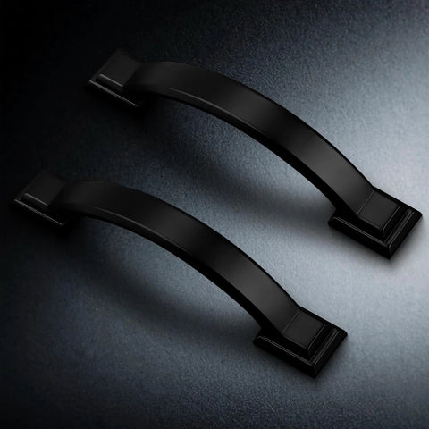 Two matte black cabinet pulls from 10 Pack Matte Black Cabinet Pulls With 3 Inch Hole Center 76mm Zinc Alloy Drawer Handles