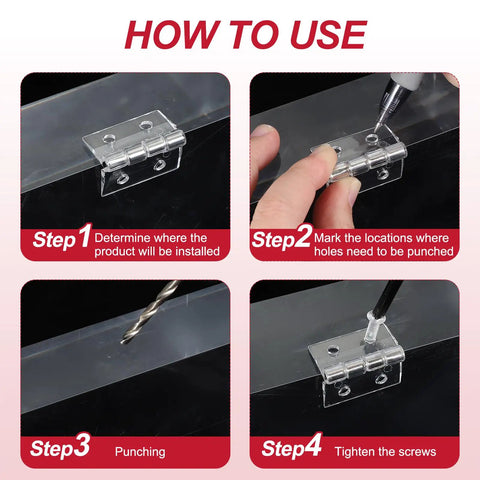 How to use Slick Transparent Acrylic Piano Hinges For Aquarium Covers And Woodworking Projects, 35x25mm installation steps.