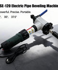 Heavy Duty Electric Pipe Beveling Machine Handheld Internal Expanding Tube Prep Tool With Knockout Power For 40 To 120 Mm Id showing 0°, 30°, 37.5° angle adjustments.