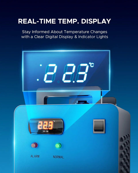 Industrial CO2 Water Chiller For K40 Laser Engravers Up To 50 Watts with digital temperature display and indicator lights.