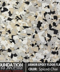 Skip The Blind Buy And Kickstart Your Garage Makeover With Epoxy Floor Flakes Sample Pack Spiced Chai Shade showing floor flakes in various colors.
