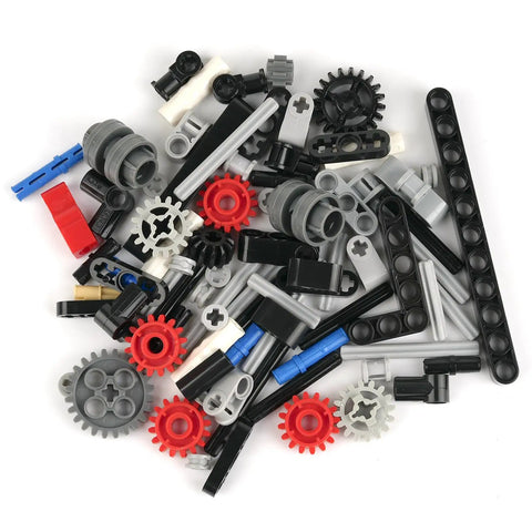 Loose parts from 4 Speed Gearbox DIY Transmission Kit For Power Functions Building Blocks MOC Style Brick Set with various gears