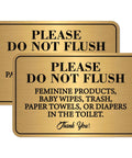 2 Pack Do Not Flush Sign Self Adhesive Gold And Black Toilet Rule Sticker For Bathrooms And Offices 5.9 By 3.9 Inches