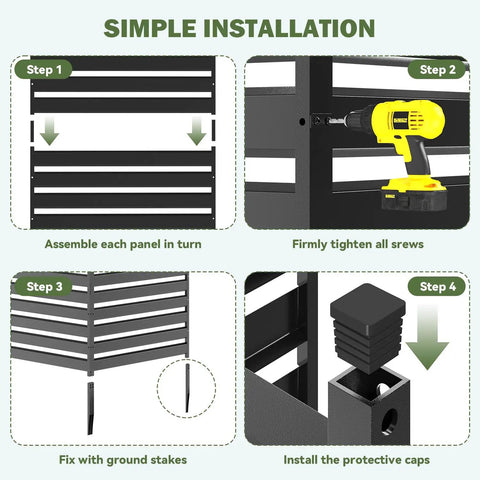 Installation guide for Outdoor Louvered AC Fence Screen Two Panels Privacy Screen For Hiding Air Conditioner Unit And Trash Cans