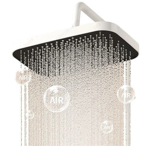Heavy Hitter Adjustable Shower Set With Expansive Waterfall Head showcasing cascading water droplets and sleek design.