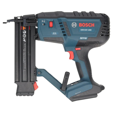 Pro Grade 18V Brushless 18 Gauge Cordless Brad Nailer Kit With 2.0 Ah Battery Charger And Carry Bag Ridiculously Smooth Action side view of brad nailer