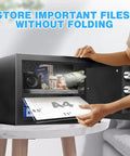 Open 1.3 Cu Ft Home Safe Box With Steel Electronic Lock USB C Emergency Unlock Fireproof Waterproof Bag Felt Lined Interior