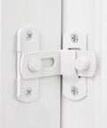 Close-up of Four Pack Matte White 90 Degree Flip Barn Door Lock Latches Tough As Nails Heavy Duty Stainless Steel Gate Latch