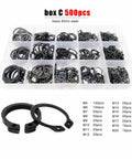 Assortment Kit M5 To M20 External Circlips Snap Rings C Type Retaining Clips In Black 65Mn 10 Sizes 500Pcs in Box C