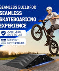 Single-Piece Skateboard Ramp For Beginners, 44 Inches Long, 220 Pounds Capacity, Durable Non-Slip Textured Surface, in use with BMX bike