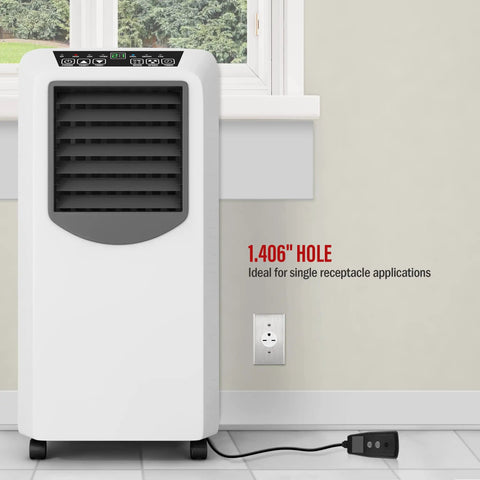Heavy Duty Metal Wall Plate For 1.406 Inch Single Receptacle 1 Gang Corrosion Resistant 430 Stainless Steel UL Listed 4.50 By 2.76 Inches Silver Color 10 Pack Tough As Nails featured in room setting.
