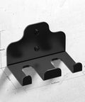 Dual Barbell Wall Rack For Garage Gym with protective padding and heavy duty steel mount, 33mm capacity, black, side view.