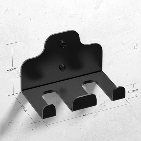 Dual Barbell Wall Rack For Garage Gym with protective padding and heavy duty steel mount, 33mm capacity, black, side view.