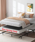 Heavy Duty Queen Box Spring 7 Inch Metal Frame Mattress Foundation Bed Base Built Tough For Rock Solid Support And Zero Flex Design 3000 Pound Weight Limit in bedroom setup.