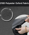 Close-up of 210D polyester Oxford fabric showing texture, used in Heavy Duty Outdoor Bike Storage Tent Shed Waterproof Shelter 6.56x4.92x5.58ft Portable Bicycle Shelter With Carry Bag For Motorcycle And Garden Tools Upgraded Durable Weatherproof Cover Medium.