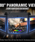 Image of Auto Darkening Welding Helmet With 180 Degree Panoramic View True Color Lens Internal Digital Display Wide Shade Three To Four And Eight To Fourteen For MIG TIG Stick Tack Grind Cut Smart Auto Adjustment Adjustable Shade Sensitivity And Delay All Day, showing sparks and true color lens technology.