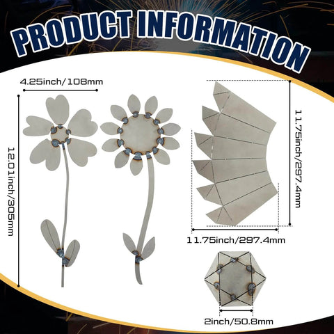 Valentine's Day Welding Kit For Beginners DIY Vase And Two Flower Project With 304 Stainless Steel Plate dimensions