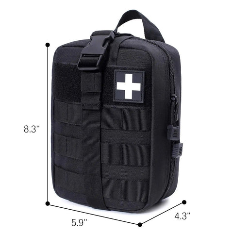 Molle Pouch Tactical First Aid Bag With Rip Away EMT Medical Organizer 600D Nylon Water Resistant Multipocket Pouch Black