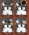 Image of Built Tough 304 Stainless Steel Food Storage Hopper With Spigot And Airtight Lid for storing coffee, tea, oil, and wine.