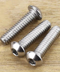 1/4-20 x 1 Button Head Socket Cap Screws in 304 Stainless Steel 18-8 with bright finish, Allen hex drive fully machine thread, pack of 25.