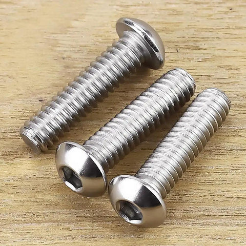 1/4-20 x 1 Button Head Socket Cap Screws in 304 Stainless Steel 18-8 with bright finish, Allen hex drive fully machine thread, pack of 25.