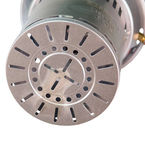 Close-up of LPC25 15000 To 25000 BTU Propane Convection Heater With 360 Degree Heating Radius For Indoor And Outdoor Use Gray