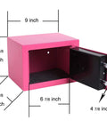 Pink Mini Digital Safe Box With Electronic Lock For Home Office Hotel Use Secure Cash Jewelry Storage 0.17 Cubic Feet Open View