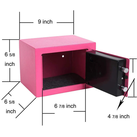 Pink Mini Digital Safe Box With Electronic Lock For Home Office Hotel Use Secure Cash Jewelry Storage 0.17 Cubic Feet Open View
