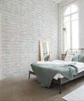 Peel And Stick Brick Wallpaper Light Grey Faux Brick Contact Paper 35.4 X 118.1 Inches Removable Wallpaper in bedroom setting