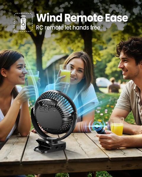 Clip On Fan 40000mAh Portable Rechargeable 8 Inch Battery Operated Fan With LED Light Remote Timers outdoor picnic