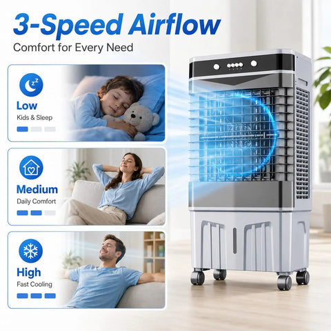 Kick The Summer Heat With This Portable Swamp Cooler Featuring A Massive Water Reservoir And Three Adjustable Speed Settings That Pump Out Crisp Cool Air For Living Rooms Or Small Workspaces All Day Comfort.