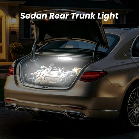 Wireless Car Interior Lights 2 Pack With Motion Sensor Rechargeable 1500mAh Dome Roof Ceiling Light illuminating sedan trunk