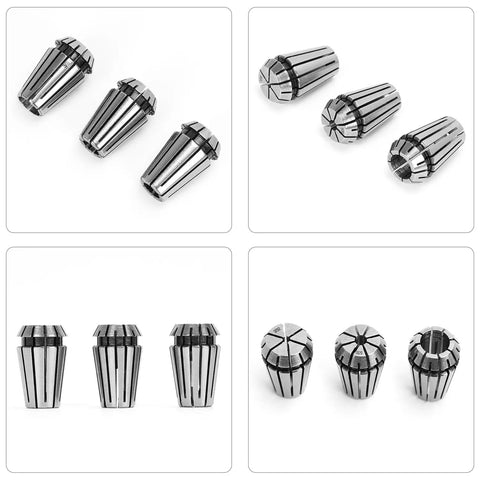 Twelve Piece ER16 Spring Collet Set For CNC Engraving Machines, Pro Grade Milling Drilling Tapping Collets, Includes Twelve Sizes From One Quarter To Eleven Thirty Seconds, Ideal For Boring And Spindle Engraving; metal collets