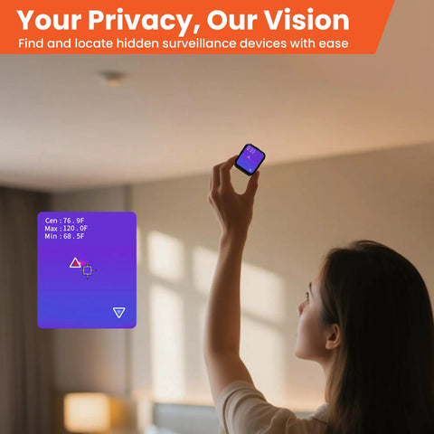 Person using Pocket Sized Thermal Camera With Touchscreen No App Needed 80x60 Infrared Imager For Home Inspection Detect Hidden Cameras And Water Leaks Compact Handy Tool For Quick Leak Checks And Thermal Troubleshooting indoors
