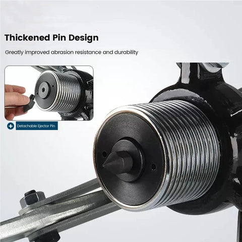 Close-up of Hydraulic Bearing Puller Kit 5T To 50T with thickened chrome thimble and detachable ejector pin, highlighting durability