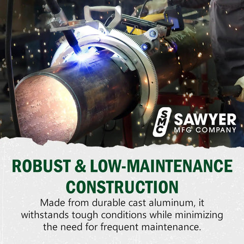 Open Frame Pipe Saddle Cutter For Beveling Torch Guide features a durable cast aluminum design, welding on a 12-inch pipe.