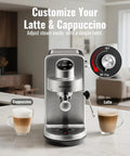 Level Up Your Daily Grind With This Solid 20 Bar Semi Auto Espresso Machine featuring a touchscreen and steam dial for lattes.
