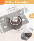 Heavy Duty One Inch Low Profile Side Mount Caster Wheels With Solid Rubber Fixed Rollers For Wooden Furniture Cabinets And Drawers, dimensions shown