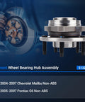 Front Wheel Bearing And Hub Assembly 513215 For 2004 To 2007 Chevy Malibu And Pontiac G6 5 Lug Non ABS Front Axle Replacement