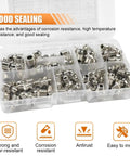 60 Piece Metric Grease Fittings Kit With M6 M8 M10 Zerk Adapters in storage case showing nickel plated carbon steel set