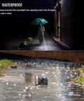 Rechargeable Headlamp With Ultra Bright LED Waterproof Built In Battery in rain demonstrating waterproof feature