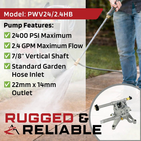 2400 PSI Pressure Washer Water Pump Beefed Up Replacement for Excell and Devilbiss A07908 DT2400CS with user washing