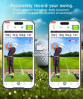 Golf Launch Monitor Pro X1 Plus For Home And Training, Real Time Swing Analysis With Spin Rate Spin Axis and Swing Speed shown on phone screens