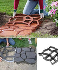 Person using two packs concrete slab molds for walkways and paths irregular grid pavement mold for driveways patios and garden paths do it yourself stone look frame mold set creating custom brick slate and stone style paths black 34 cm