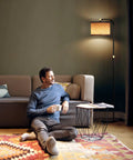 Sturdy Metal Arc Floor Lamp With Two Shade Options, 9W LED Bulb, 3 Color Temperatures, Cool Black Modern Standing Light in living room