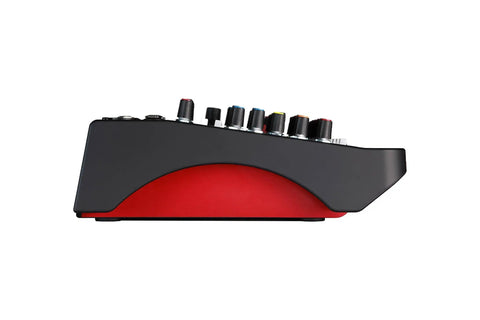 Side view of ZEDi-8 Compact Hybrid Audio Mixer And USB Interface For Home Studio And Live Gigs Dope GS Pre Preamps