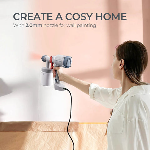 Pro Grade Ultra Lightweight Electric Paint Sprayer With Detachable Twenty Ounce Cup And Three Modes for painting a wall with 2.0mm nozzle.