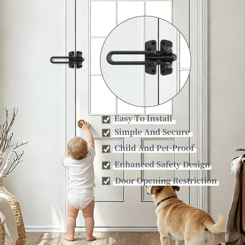 Heavy Duty Swing Bar Door Lock With Secure Latch Guard Clasp And Rust Resistant Zinc Alloy Frame For Inward Swinging Doors, child-proof.