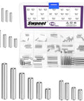 Stainless Steel Dowel Pin Kit 110 Piece Set M2 M3 M4 M5 304 Grade with organized storage box, showing various pin sizes.